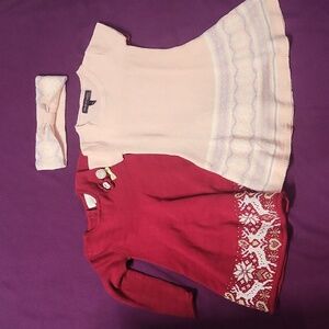 3 piece Girls 5T sweater dresses lot 5 red reindeer Christmas Heirloom dress